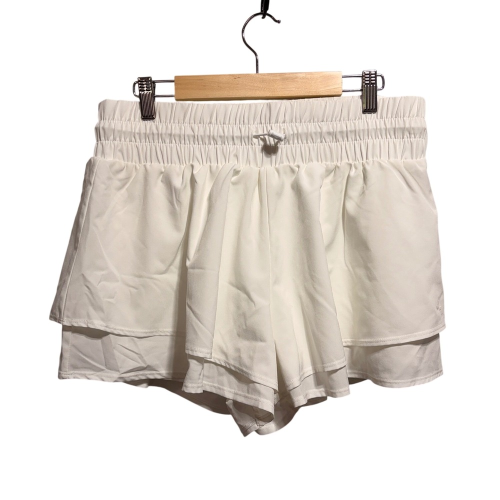 JoyLab Double Layer Mid-Rise Shorts M White 2-In-1 Boyshort Activewear Running